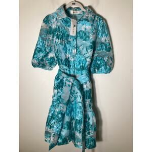 NWT Gingham & Heels Glazer Aqua Jacquard Dress Sz 8